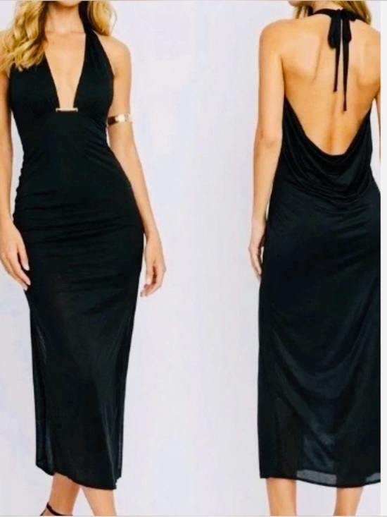 Caroline Constas Other - Caroline Constas Salma Brown Halter Maxi Beach Dress or Coverup with Gold Accent